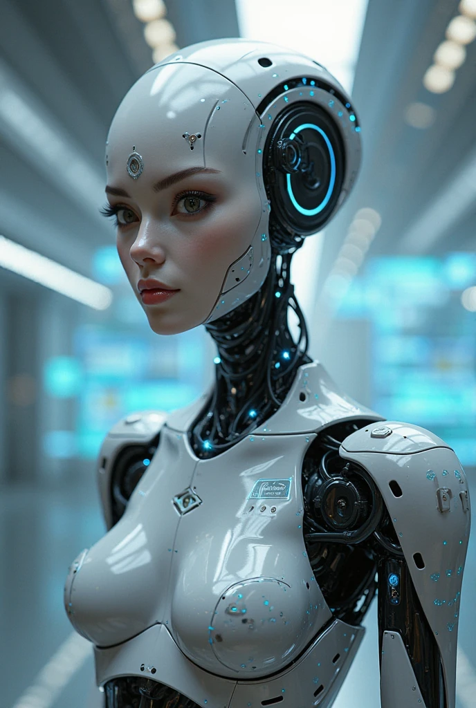 Translucent ethereal mechanical girl,Futuristic girl,Mechanical jointecha-girl,futuristic urban background