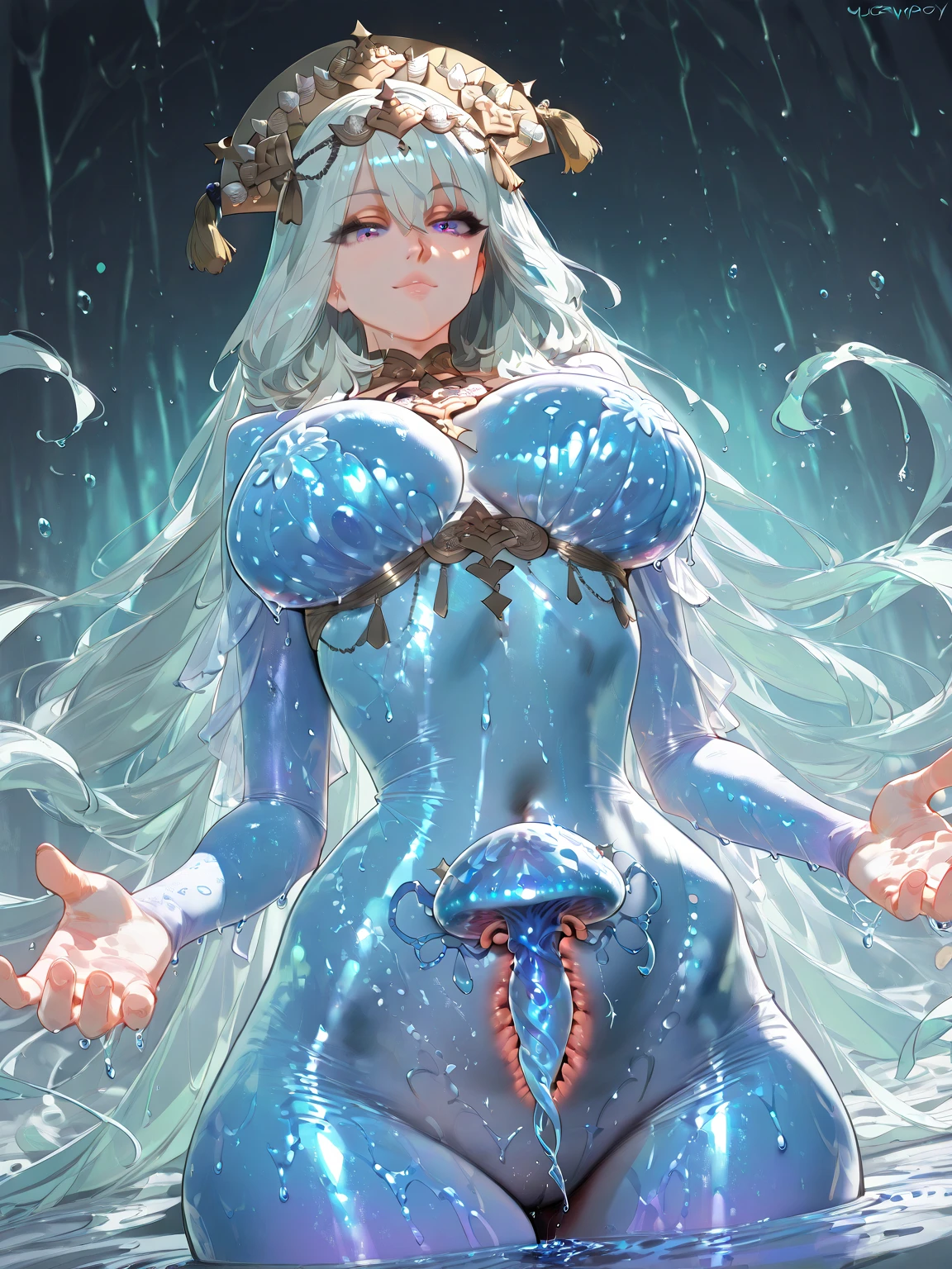 (violated by tentacles) (((nipple fuck))) silver hair, messy hair, golden eyes, (naked), girl waking up, living room background, (ahegao) (crying face), big breasts, (((big nipples))) ((tentacles entering nipple holes)) tentacles entering pussy, (tentacles entering breasts)