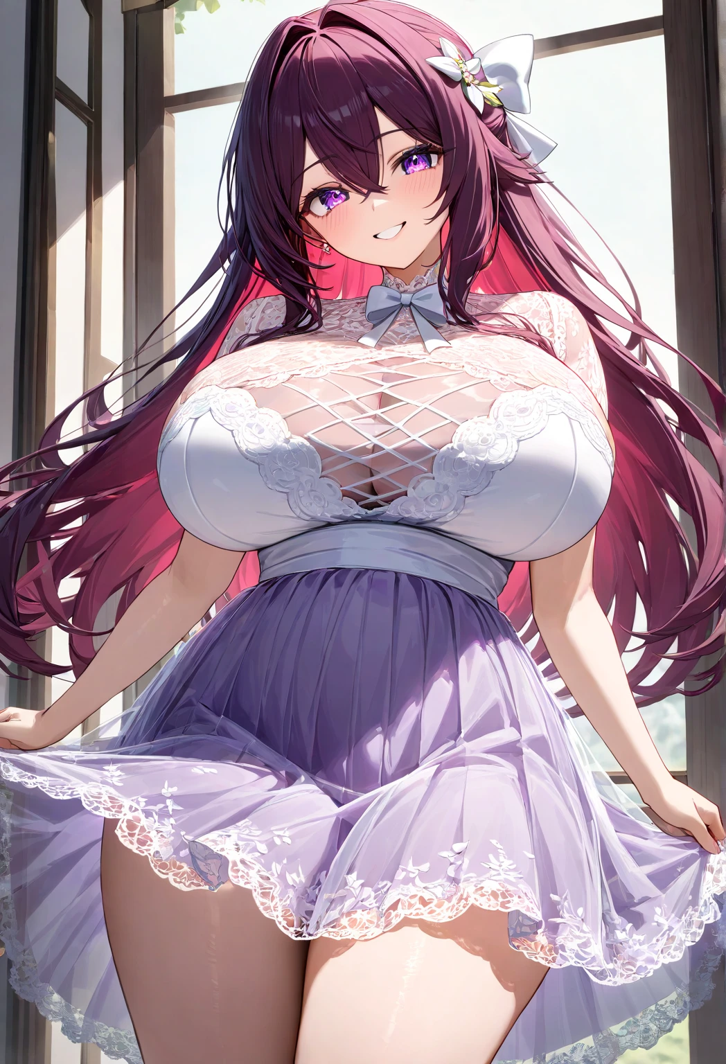 (masterpiece, best quality, ultra detailed, absurdres)1.5, 1girl, (sexy, beautiful woman, perfect face, perfect eyes, perfect female body, kkw-h-bb)1.5, (dorothy \(nikke\), defdress, <lora:dorothy-nikke-richy-v1:1>), (standing inside a biodome),  perfect lighting, smooth, hdr