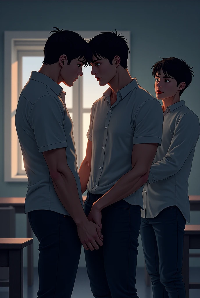 Two 14-year-old men, Having sex in the bathroom and penetrating through the   , 14-year-olds in hiding, in the school bathroom having penetration, grita de dolor y esta llorando no aguanta mas la gran verga en su ano