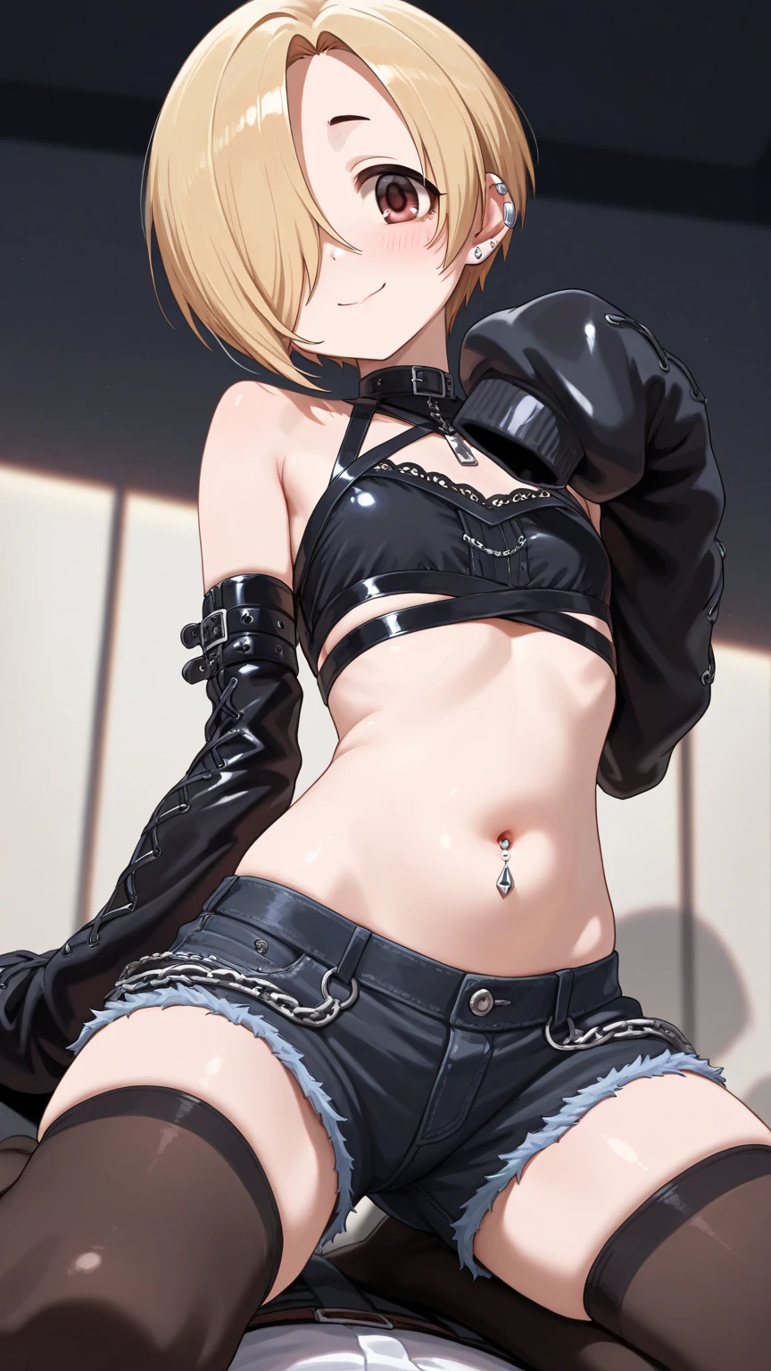 masterpiece, best quality,anime style, 1 girl,(((slender body))), (((small breast))),(((Jacket, Open your clothes, Open jacket, Blue jacket, ground vehicle, Sports Bra, bicycle,buruma))),(((((brown penis tentacles bound the girl))))), ((((restrained, arms behind back)))),((((cum)))), (beautiful face), (((short hair))), (((straight hair))), ((((blonde hair)))),detailed beautiful skin, (perfect hands, perfect anatomy)