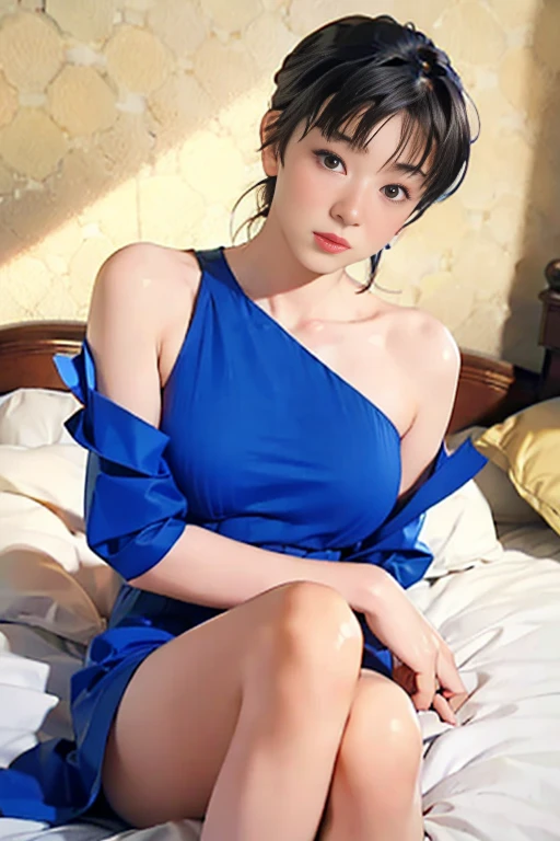 Close-up of a woman in a blue dress taking a photo, Young Sensual Gravure Idol, Young and cute gravure idol, Young and skinny gravure idol, Slim girl model photo, Young Gravure Idol, korean female fashion model, realistic Young Gravure Idol, Cute Korean Actresses、Ultra high definition、masterpiece、correct、Anatomically correct、Textured skin、Very detailed、High detail、high quality、最high quality、High resolution、8k、Surrealism、Raw photo、whole body、Beautiful Teenage Woman、One Japanese woman、Big beautiful eyeedium 