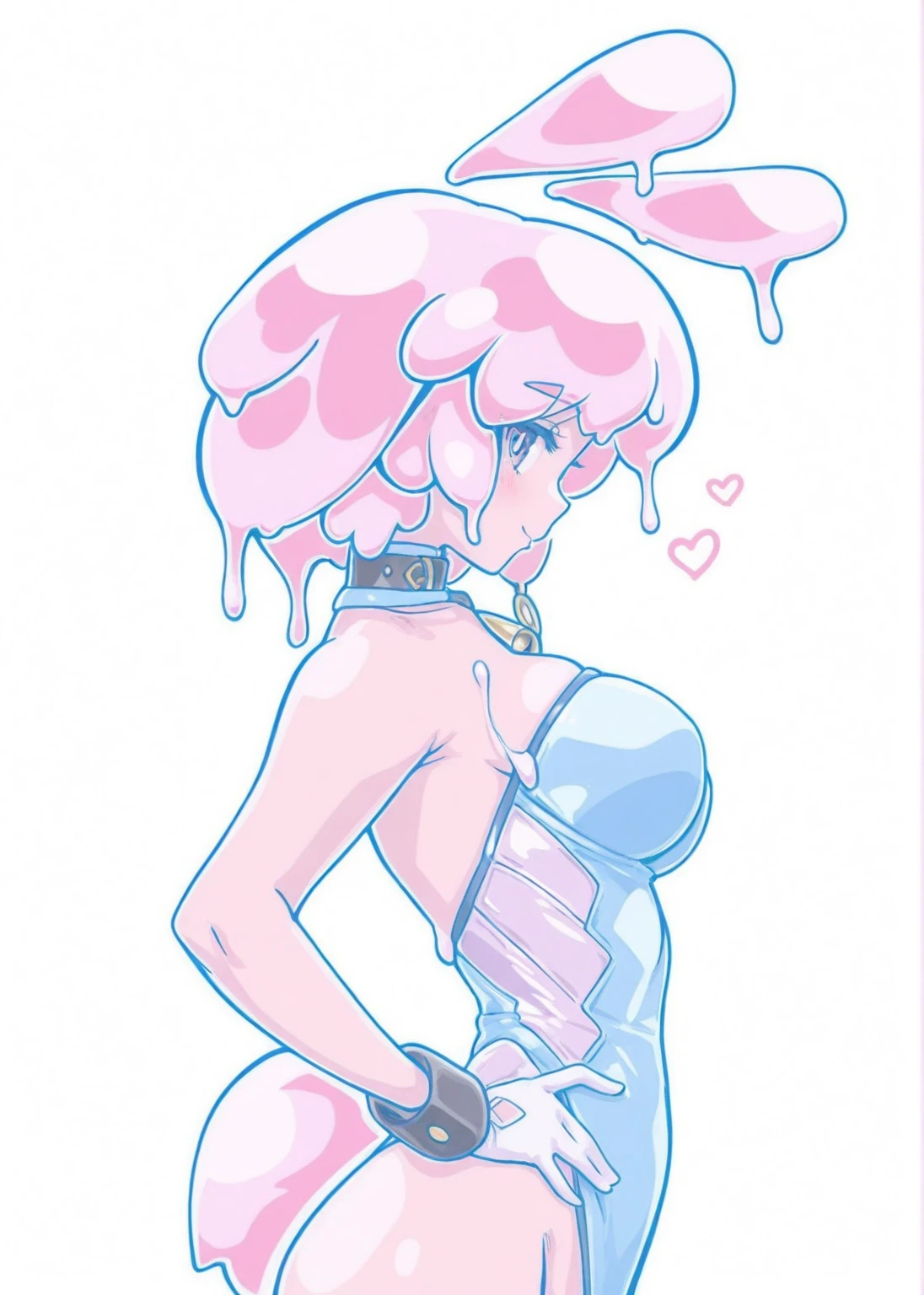Fully nude woman, holding with both hands, 2 meters wide pink balloon in front of her, covering herself with a ball, classroom back ground, horny face, Expressiveh, full body
Solo