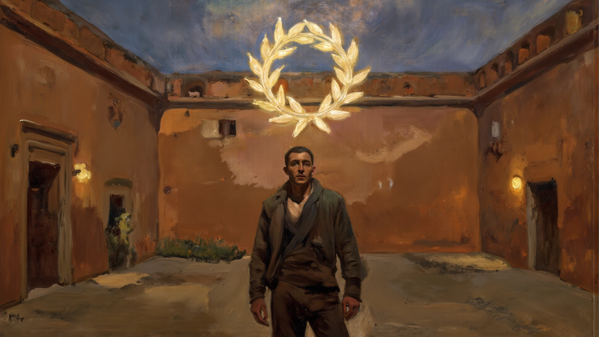 Modern, red running track with white bands