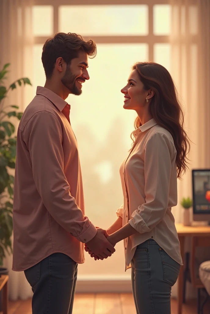 Cute Nurse girl and photographr man in office