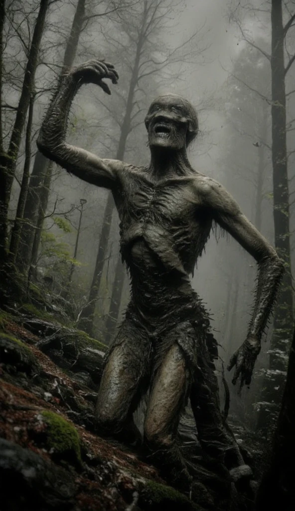 score_9, score_8_up, score_7_up, score_6_up, score_5_up, score_4_up,
Nude male demon with twisted insect-like face with mandibles, elongated body, thick aroused oozing penis, emerging from swamp water (water at knee level)