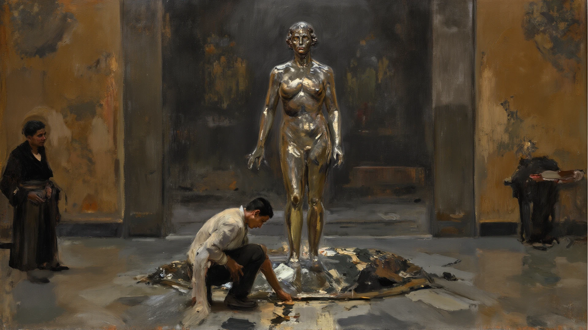 [Sculpture emoji] Imagine a surreal scene where sculpted figures embody desires and fantasies. These figures, crafted with hyperrealistic precision, could be entwined in elegant and provocative poses. The setting should evoke a sense of artistic allure, pushing the boundaries of machine creativity. Optimize the image for UHD quality to capture the intricate details and textures of the sculpted forms.