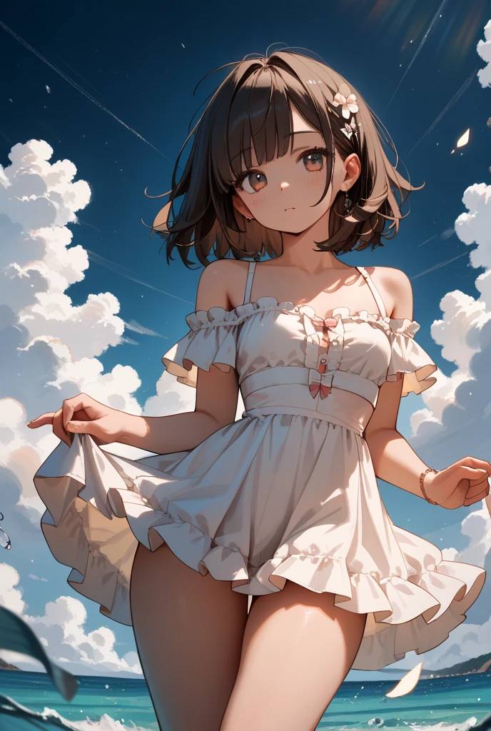 ((Best quality))((Masterpiece)), (Details),((1 girl)),((baby face)),big eyes,orgasm face,(completely naked),((short stature)),small chest,excessive cum