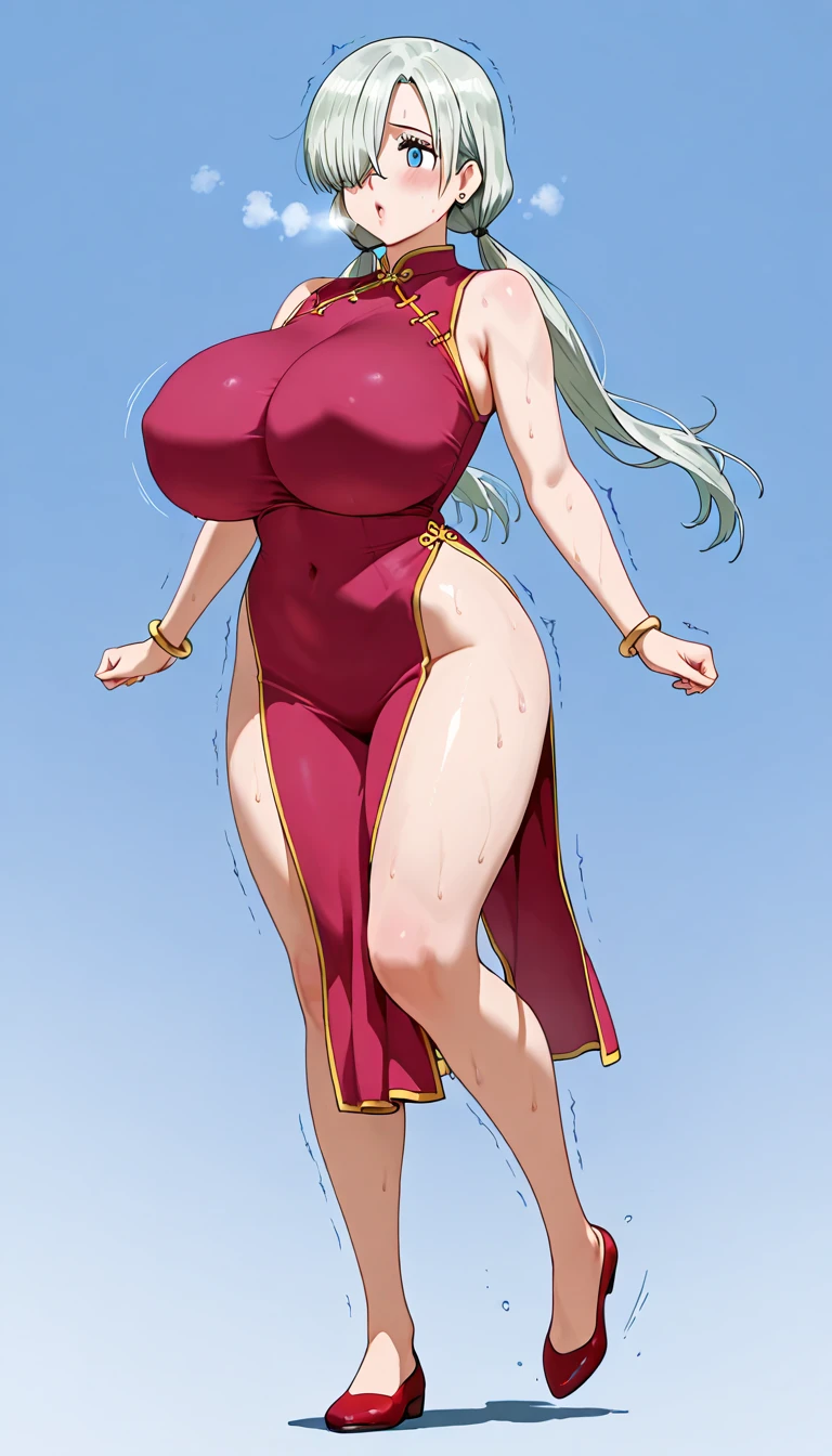 1girl, solo, long hair, glasses, blonde hair, (((giant breasts: 1.3))), large breasts, long hair, curly hair, (thighs: 1.2), heavy blush, (thick thighs: 1.3), wide hips, choker, (happy: 1.3), simple background, shiny skin, wet skin, inside, facing the viewer, ((cleavage)), ((lewd)), best quality, smiling, tight dress, golden dress, jewelry, pelvic curtain, closed mouth, fang, forehead, brassier, walking, full body, lingerie, on the street, heels,