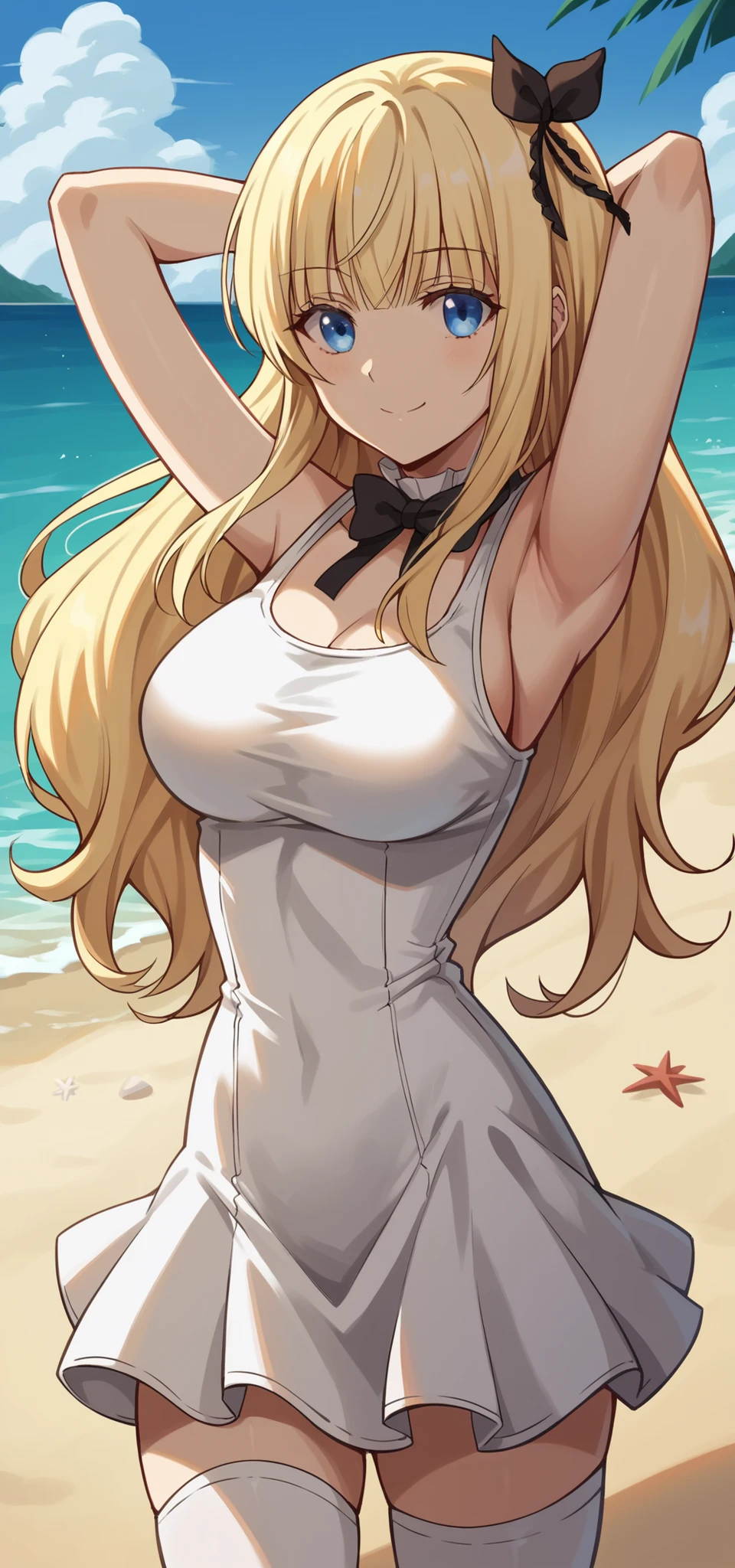 (((top-quality、​masterpiece)))、1girl in、A stunning、a blond、barechested、(((Sheer clothes)))、(((Brown skin tone)))、sun burn、Mole、(((Colossal tits)))、large full breasts、Sheer areol、neck tie