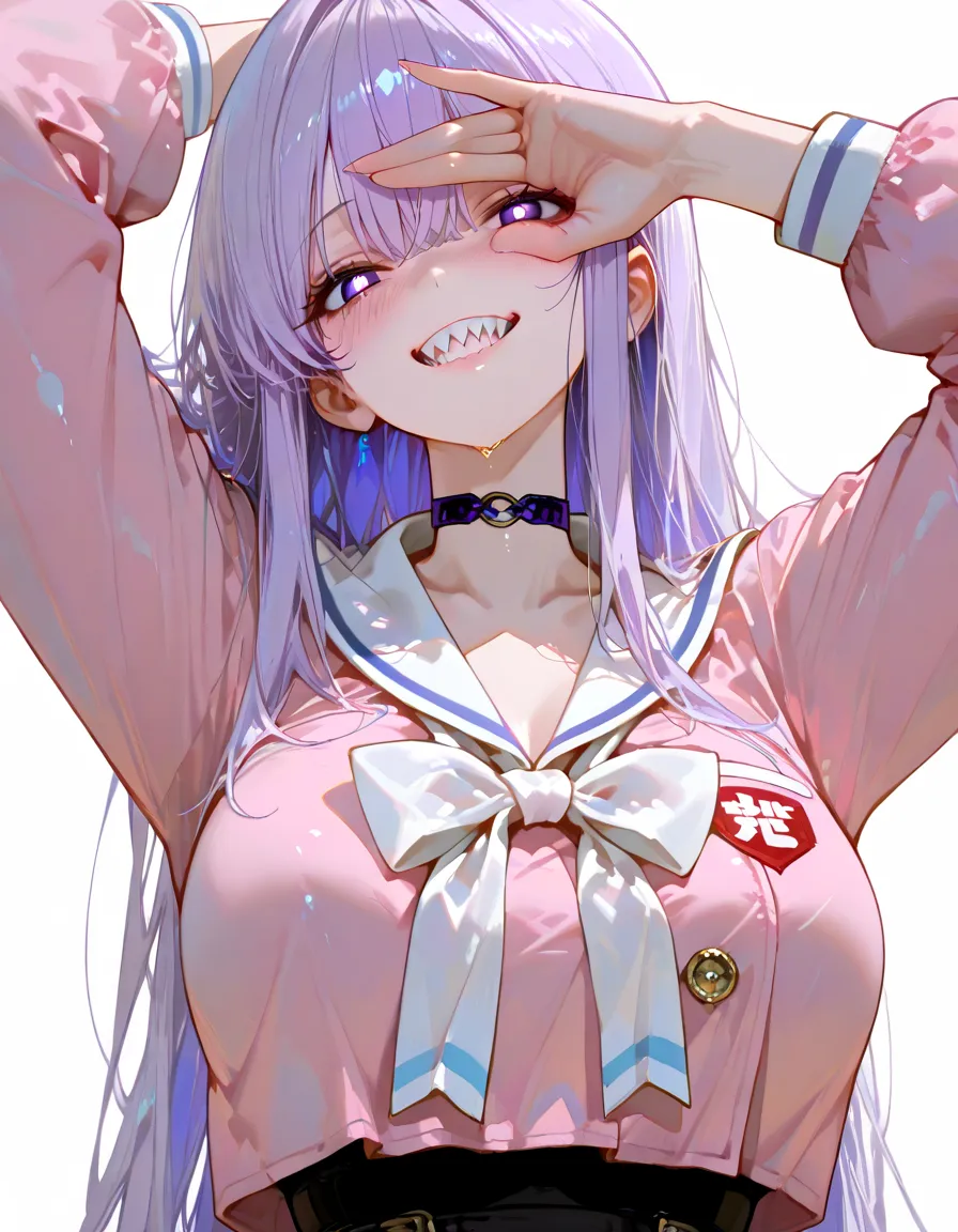 score_9, score_8_up, score_7_up, score_6_up, score_5_up, score_4_up, BREAK ,open_mouth,fellatio_gesture,FellatioGesture,blunt bangs,Gray Hair,Yellow Eyes,ponytail,very big breasts,Cum in mouth,Sweaty,serafuku,Wet and see-through,leotard