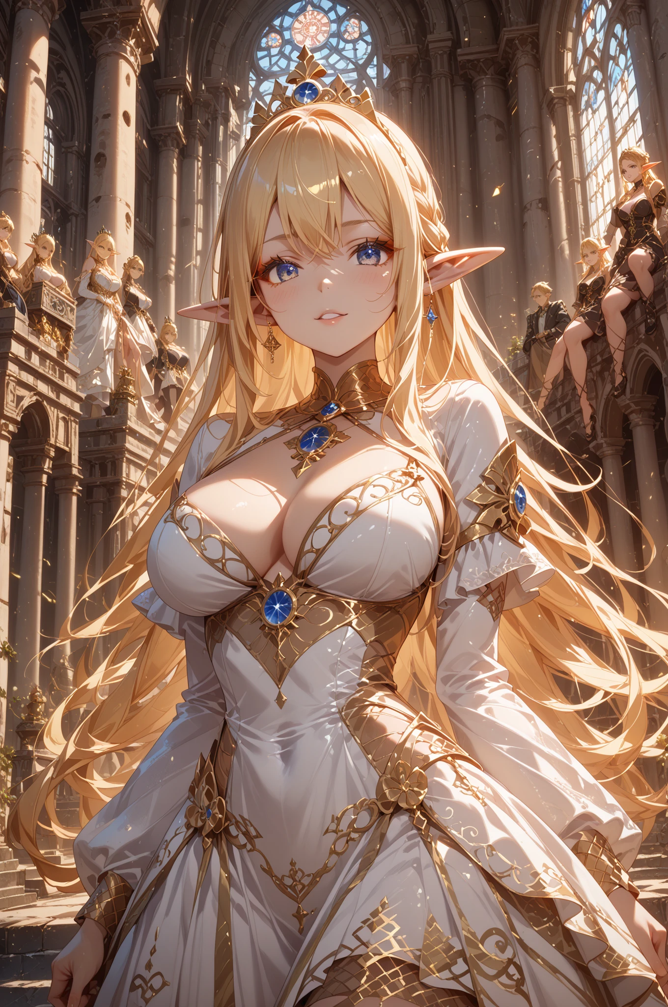 A busty woman、Close-up of a woman with very long hair, 4K detail fantasy, Movie goddess close up shot, Extremely detailed photos of the goddess, Super detailed fantasy characters, Portrait of the Knights of the Zodiac, Beautiful fantasy queen, 2. 5D CGI anime fantasy artwork, wow 4K detail fantasy, Beautiful and elegant elf queen, Portrait of the Elf Queen
