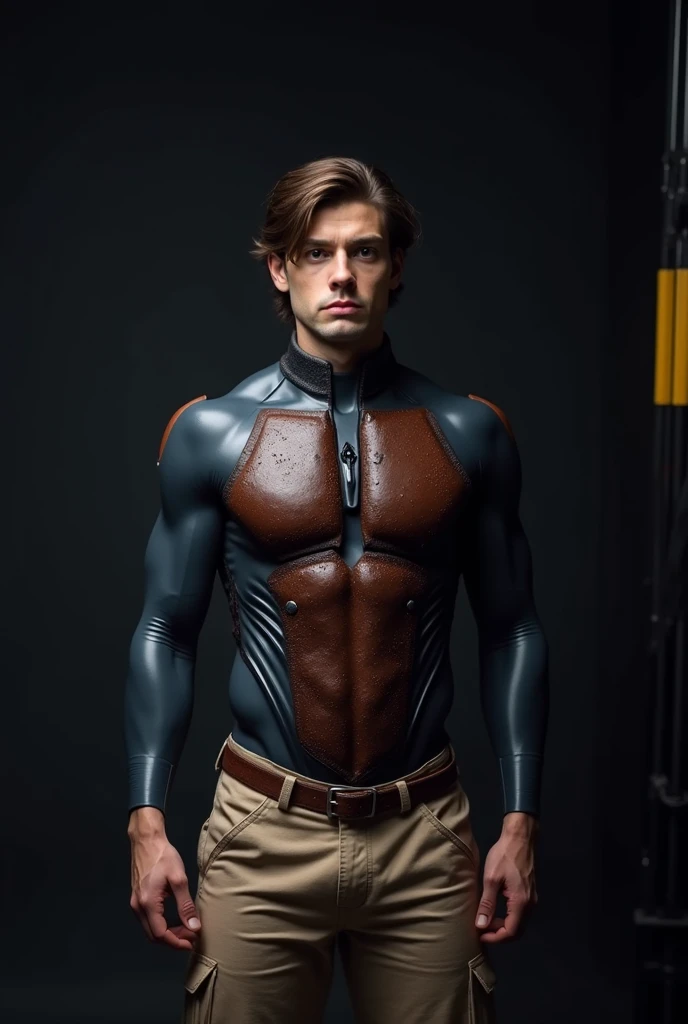 (((Perfect Face)))((cowboy shot)), (((masterpiece))), (((best quality))), ((ultra-detailed)), (highly detailed CG illustration), ((an extremely musculine and handsome)), cinematic light,(((1mechanical Ape))),solo,((upper torso musculine flesh hanging by wires)),((Hanging by wires and tubes)), (machine made joints:1.2),((machanical limbs)),(blood vessels connected to tubes),(mechanical vertebra attaching to back),((mechanical cervial attaching to neck)), ((realistic hair)), (standing), (wires and cables attaching to neck:1.2),(wires and cables on head:1.2),(character focus),science fiction, extreme detailed, colorful, highest detailed, trousers,kratosGOW_soul3142, Greek Male, Sexy Muscular,Game of Thrones,male,Movie Still,