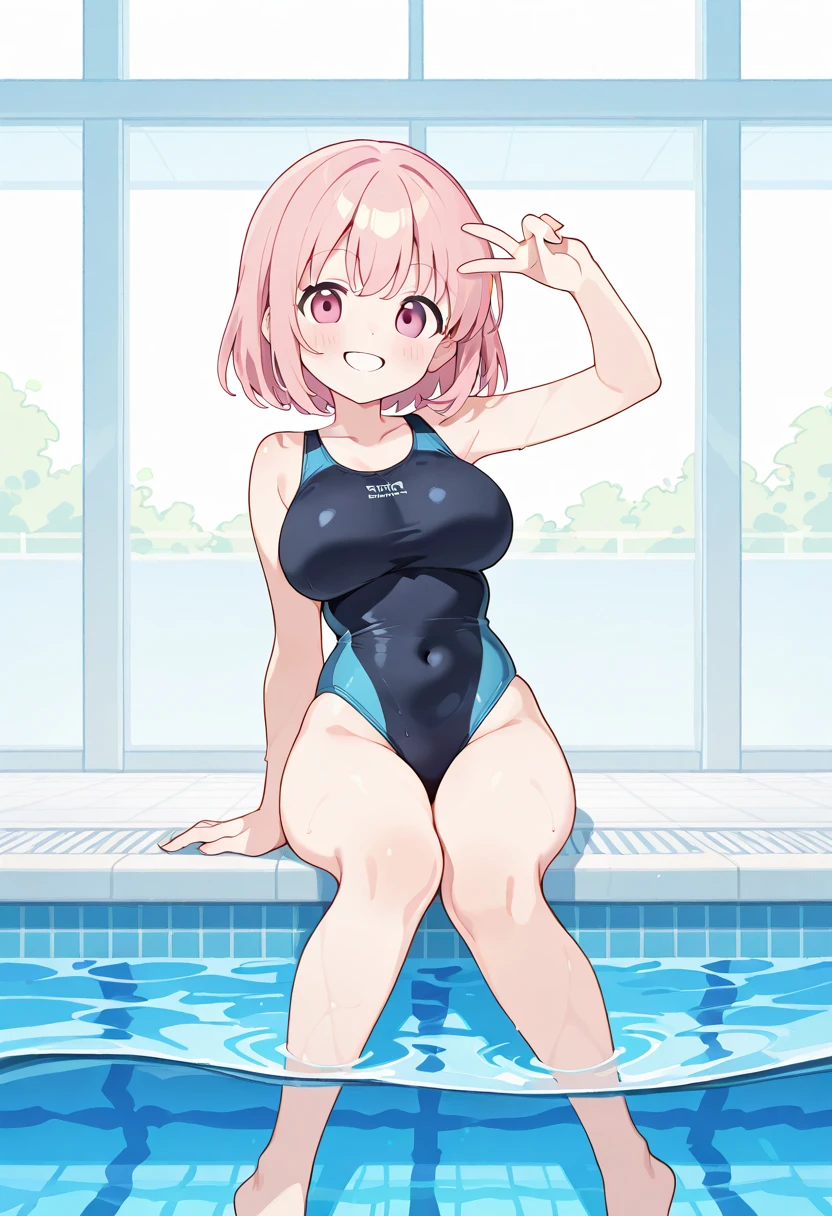 1girl, futanari, Slight crotch bulge, tiny girl, young girl, mesugaki, mesugaki smile, Boyish, long frilled SKIRT:1.2, swim suit, breasts, big ass, thick thighs, Teasing, naughty looks, heart eyes, Lower arm, A girl puts her hand on her crotch,, tidy, Focus on the girl, glossy skin, oily skin, Gravure, pinup, junior idols, Masterpiece:2, Top Quality, high Quality, Very Detailed, ultra High Resolution, super High Resolution, Beautiful Detail, Dynamic angles, perfect lighting, 8k, Animation Style, cartoon style, game cg, sfw:1.1,