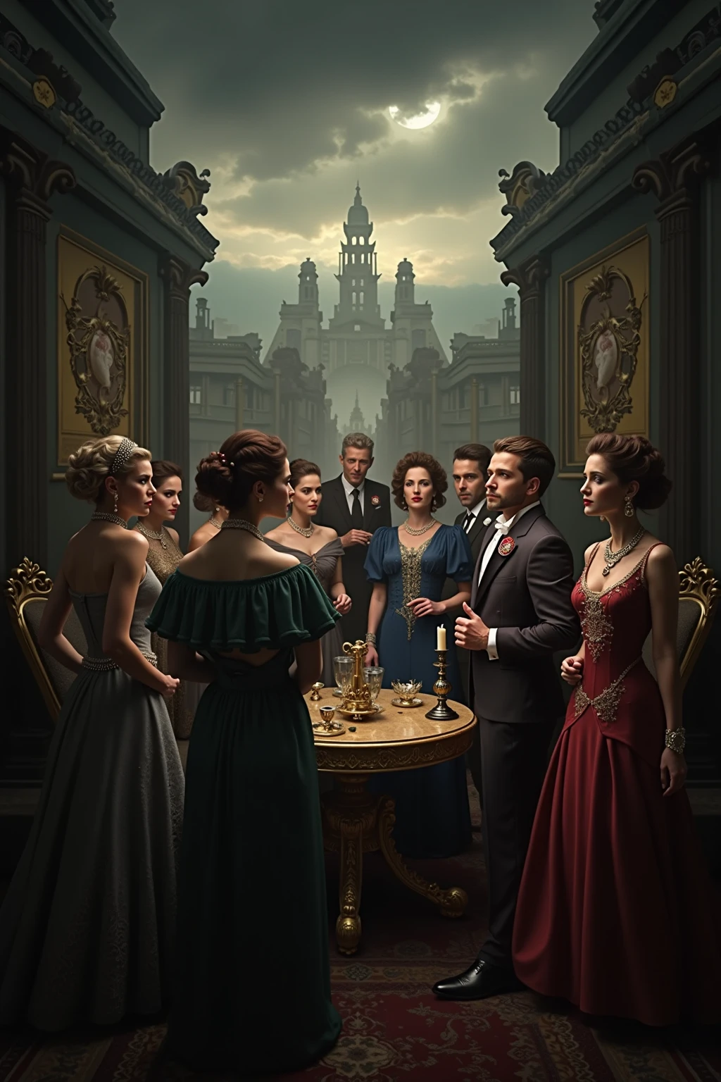michelle dockery, jason butler harner jessica brown-findlay, harry lloyd are in the bar drinking and smiling