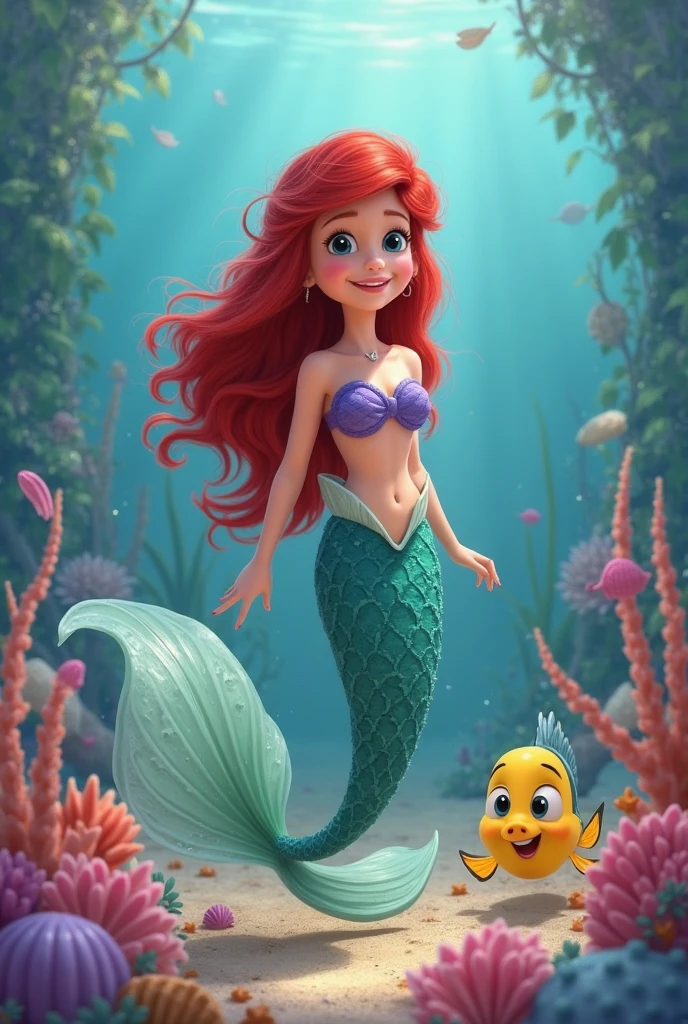 Third-party perspective、Aquarium Background、A digital billboard shows me as a mermaid、A woman is surprised at a digital sign、Friends Next to Me、Pixar、