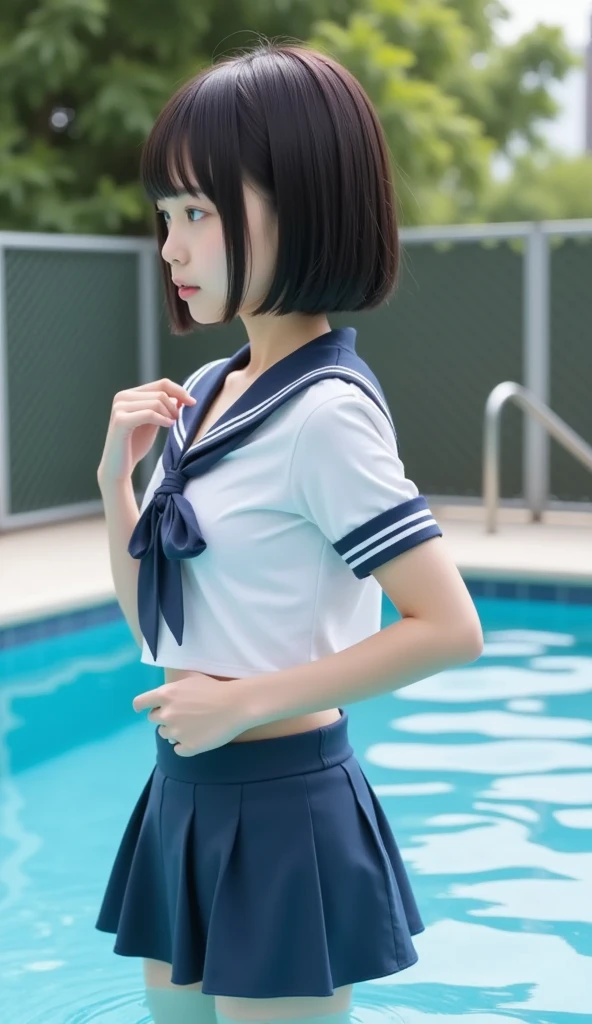 high school girl white uniform、top-quality、masterpiece