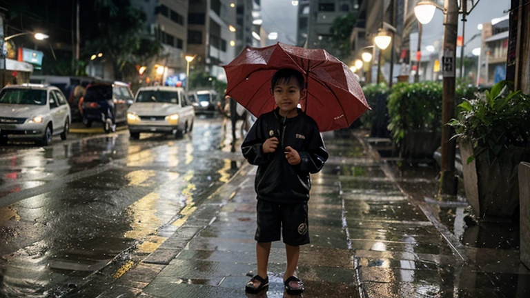 A person in red standing on a brick road, little child, child, on a street, yanjun chengt, Standing on the street, On the city streets, 2 years old, On a street, jinyiwei, Wearing red cheongsam, Standing on the street, nanquan, On the city streets, cai xukun