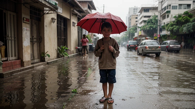 boy in rain