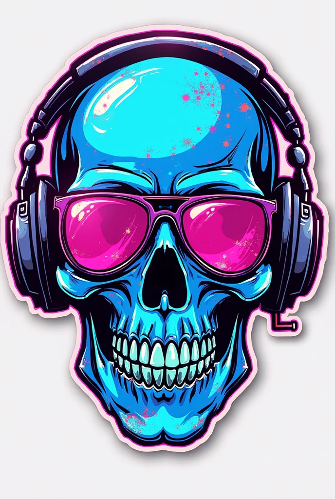 pacth style art sticker for dj themed bone print