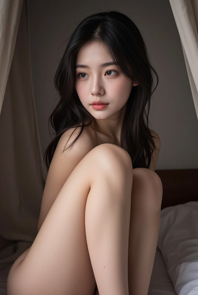 8K, RAW Photos, Fujifilm,((Highest quality)), ((masterpiece)), woman,nude,naked,slender,delicate,Small breasts,((Small breasts)),the body is slender,Beauty,Beauty,No clothes,4K quality, ((16 years old)),Brown eyes,Beautiful eyes,Korean,high school girl,Big eyes,cute,16 year old body,((Thin thighs)),Spread your legs,Masturbation, Gaunt
