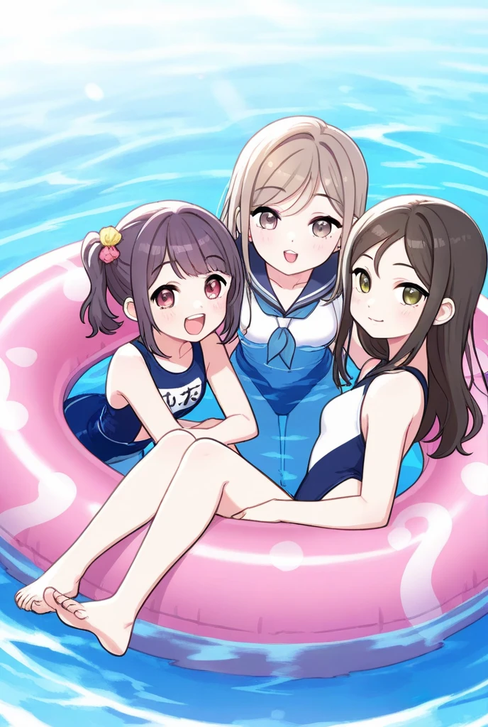 (highest quality:1.4)、(High resolution)、Detailed Background、(Detailed beautiful face:1.4)、Beautiful face in every detail、Anatomically correct、(Depict the normal number of fingers:1.2)、Beautiful fingers、Realistic、Beautiful teenage girl、(Three Women)、(Huge breasts:1.3)、
Bright inner hair color、Braided Ponytail、Braided long hair、Perfect body line、Attractive thighs、Show off your attractive armpits、sunny day、Looks like a fun atmosphere、Cowboy Shot、
(Three beautiful girls swimming on the beach:1.5)、
playfully splashing water on each other、Excited expression、smile、Laughing with your mouth open、sexual expression、Wet swimsuit、Wet swimsuitが光る、My whole body is wet、My hair is wet too、(Underboob:1.3)、
A one-piece swimsuit with a skirt gives off a feminine and cute look.、
Colorful designs such as floral and fruit patterns are popular.、
Some skirts are decorated with frills or lace.、
Some come with straps or ribbons, or have animal prints or character designs.、
There are many cute designs of bikini style swimsuits.、
The combination of tops with frills or character prints and bottoms with colorful patterns is popular.、
A tankini is a style of swimwear that combines a bikini top and shorts.、
It can hide your stomach, so you can wear it with confidence even if you are not confident in your girl's body shape.、cute