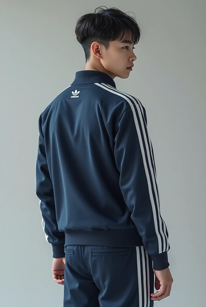 H17 year old smart boy wearing a shirt is looking ahead adidas full shirt