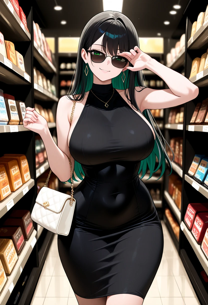 beautiful, (masterpiece), best quality, (extremely detailed face), extremely detailed eyes, perfect lighting, OverallDetail, detailed, deep skin,textured skin,
yor_briar, red eyes, hairband, jewelry, earrings, hair ornament, gold hairband, ,<lora:yor_briar-10:0.8>,black dress,dress,
standing in line,groceries, store,full-face blush, embarrassed, covered nipples,