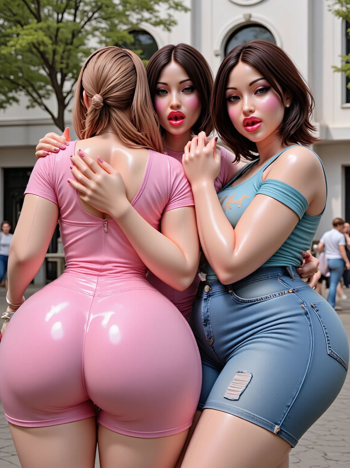 Your nude two headed massive fat middle aged wife conjoined to your even more fat pink haired e-girl daughter farting out shit and touching her mutated crotch in ecstasy as she has an accident in her diaper while at the store. Your daughter is clearly ready for this and wants to be a mutant freak conjoined to your desperate for relief wife and share her body as well as use her hand like this to please herself and your sexually repressed wife in front of you. A huge chunk of wet chocolate is hanging from her ass.