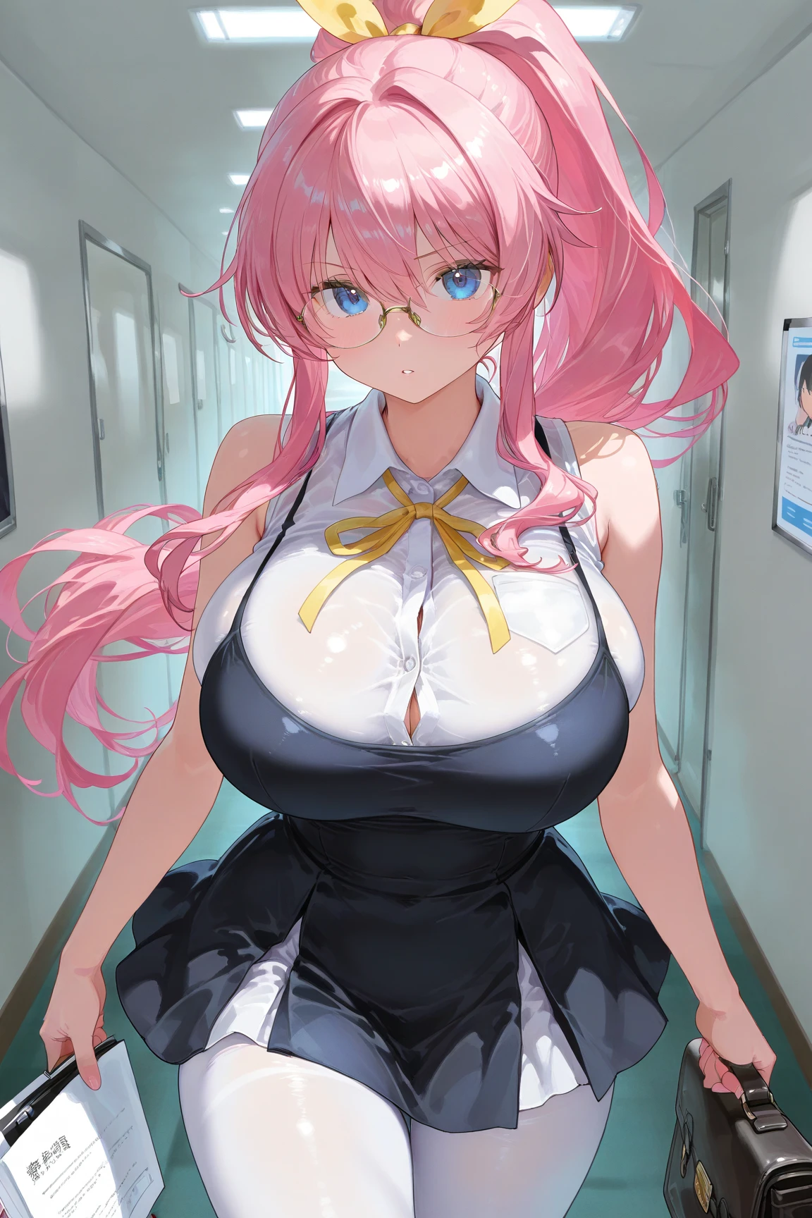 The background is in the hospital,hospital bed,A pink-haired underage girl lies on a hospital bed(Pink Long Hair,dual horsetail,Cat ears,Pale pink eyes,Petite body,Lying on a hospital bed,shyexpression,gigantic cleavage breasts,The upper body is wearing a white skirt,The lower body is not dressed,Bare lower body,legs separated,Private areas exposed,female genital,A white viscous liquid flows from the female genitalia,vaginal dilation,weeping,teardrop)