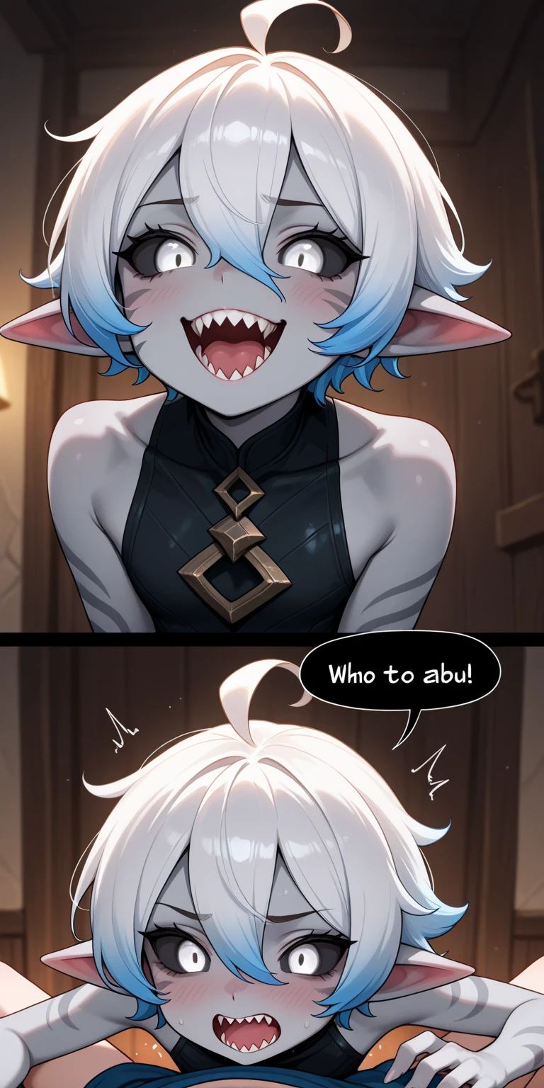 (English)Sex comic,white hair,1girl,red eyes,having sex with 6year old little brother,cum shot on face,multiple panels in (English),English writing, (readable writing in text box’s in English) English dub,human English text box’s ,little brother fucking her hard