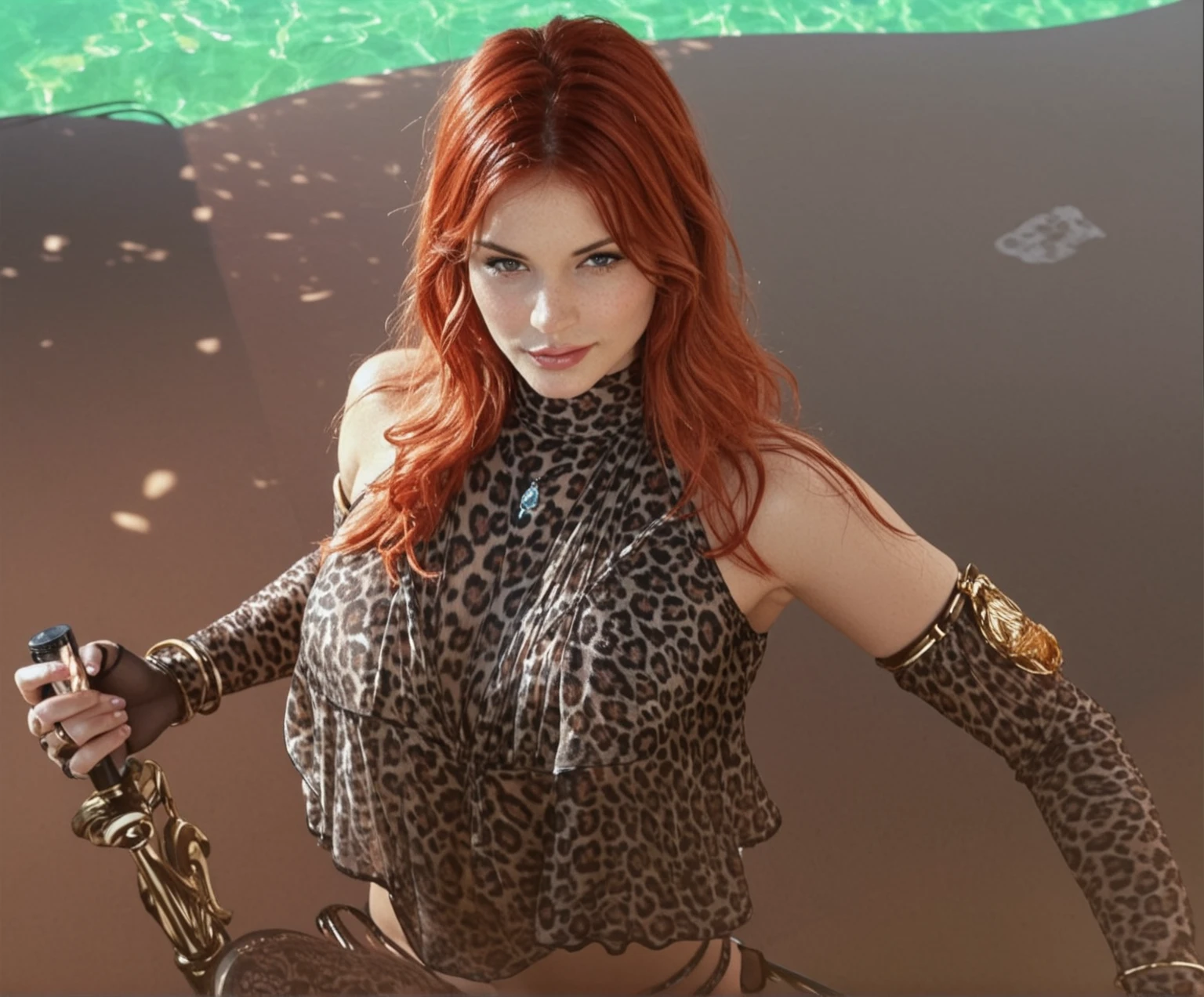 A beautiful woman (beverly crusher, age 30) with piercing blue eyes, gorgeous long lashes, delicate nose and sensual lips, wearing a skimpy string bikini, wielding a powerful shotgun and a primitive spear, struggling with tentacles, tentacles restrain her arms and legs, tentacles squeeze her neck, tentacles sex her mouth, hungry tentacle monster snarling, (best quality,4k,8k,highres,masterpiece:1.2),ultra-detailed,(realistic,photorealistic,photo-realistic:1.37),portrait,adventure,fantasy,dramatic lighting,cinematic,vibrant colors