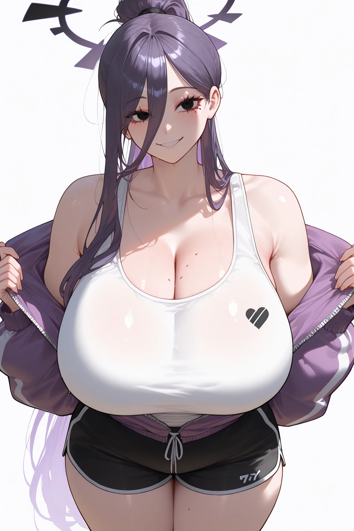 (((SHARP detail perfect face))), ((masterpiece)), best quality, (SHARP details), 4k, detailed skin, ((dynamic angle)), (25 year old girl), ((powerful pose)), ((sexy pose)), ((looking at viewer)), (((sports uniform))), ((white top)), (transparent clothing:1.9), (wet clothing:1.2), (no bra), (grin), (sticking her tongue out:1.2),  (in gym), (muscular:1.5), (large muscles:1.2), (thin waist:1.8), (enormous breasts:1.8), (large breasts:1.2), (nipples visible through clothing), (cleavage:1.2), (muscular arms), (muscular shoulders), (beefy arms:1.6), (defined midriff:1.4), (toned midriff:1.2)