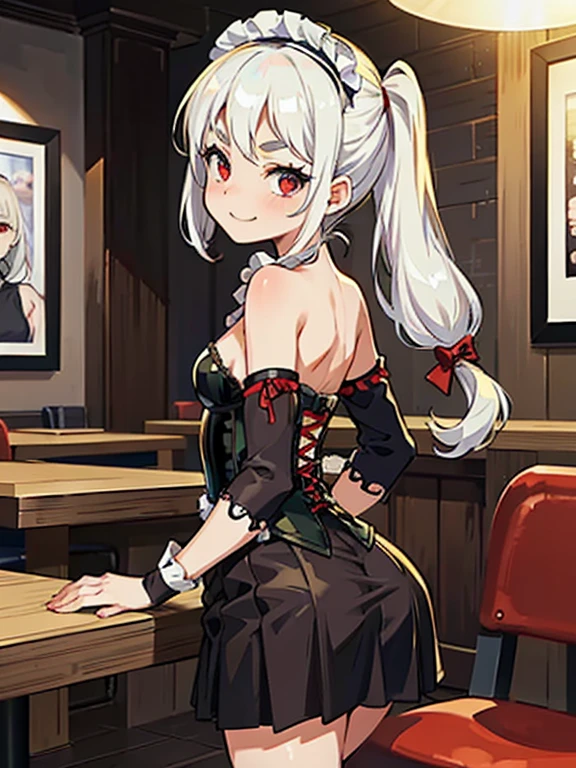 masterpiece, best quality, indoors, in a medieval inn
succubkonosub, 1girl, solo, looking at viewer, sitting, from side, food and drink, smile
<lora:Succub_LoRA:1>,