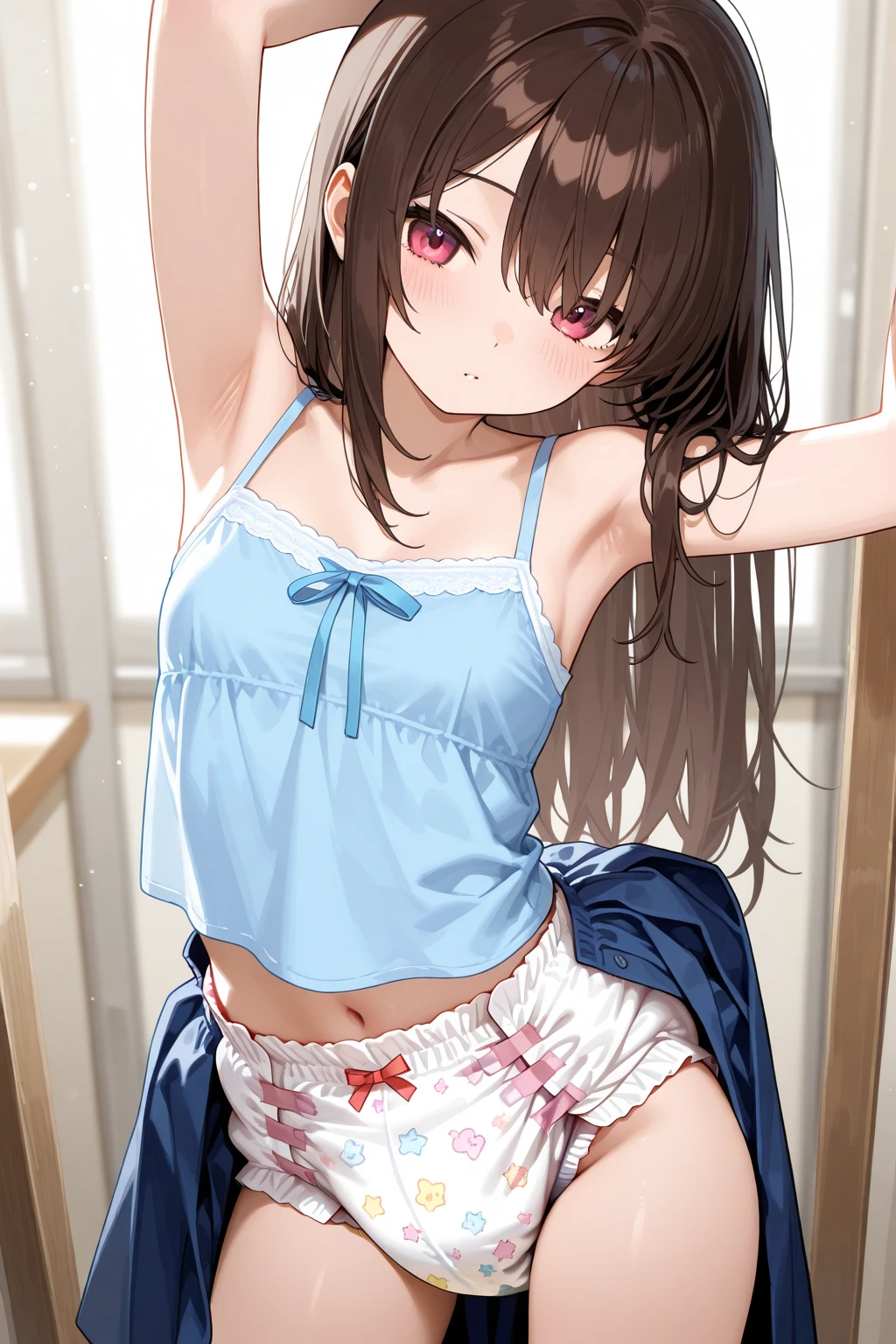 High resolution、4K quality、Super quality、younger sister、Lolita、The viewpoint being observed、pantiesが床に落ちている、白のコットンpanties、panties、used underwear、Crotch stain、Scattered underwear、panties単体、Laundry basket、strip、Underwear is scattered、Underwear is scattered、床一面たくさんのpanties、Very small room、Undressing scene、Browsing Caution