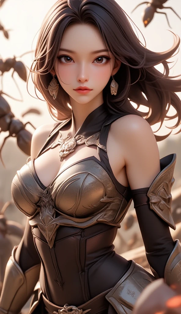 1girl, depth of field, official art, unity 8k wallpaper, ultra detailed, illustration, beautiful and aesthetic, masterpiece, best quality, knight, (big breasts), (milf, mature female), (black armor, armor, breastplate), beautiful face, (long hair, black hair, very straight hair:1.4, hime cut:1.4), blue eyes, cowboy shot, glowing skin, back lighting, athletic figure, muscular female, curvy, wide hips, colorful, looking at viewer, Hyperrealistic, gradient background, dark background, outline, fantasy, from the front, watercolor, traditional media, (chromatic aberration, intricate details)