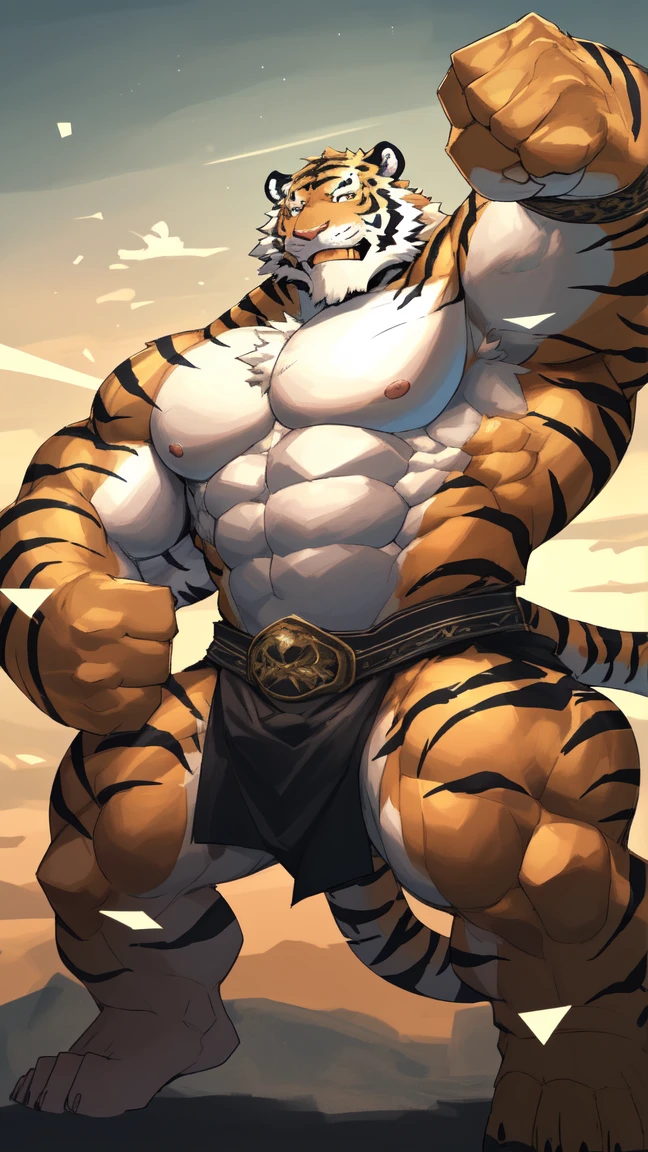 ((high quality, ultra-detailed, masterpiece)), dragon provocative, (oversized furry material, loin cloth tearing ears, tiger tail, tiger ears, white tiger, white skin, red eyes, realistic hands, tattoos, cracked edges, alluring views), loose furry furry, dense details, meticulous brush strokes), ((abstract shapes, bold expression, vibrant textures, white grains, striking composition), vibrant, tonal.