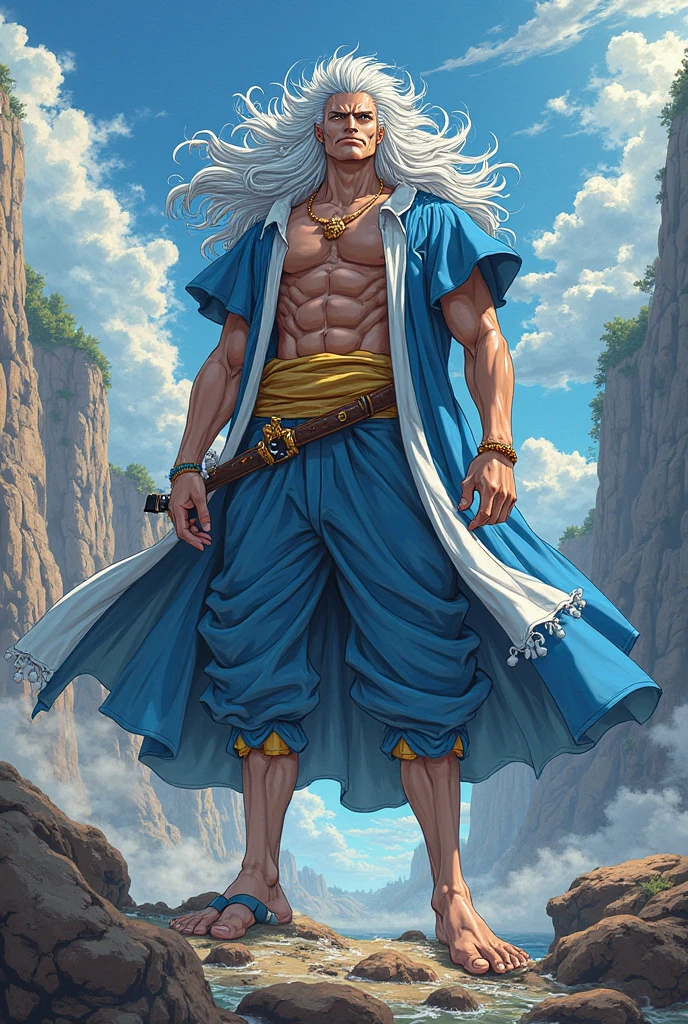 Mon personnage est un surhumain de 24 ans qui est un homme et qui est pirate dans One pièce
Il est assez grand, il a les cheveux blancs et mi-longs
Il fais trembler la terre en dessous de lui 
Il est fort
Il a une veste noire autour de ses épaules et des bandages au main 