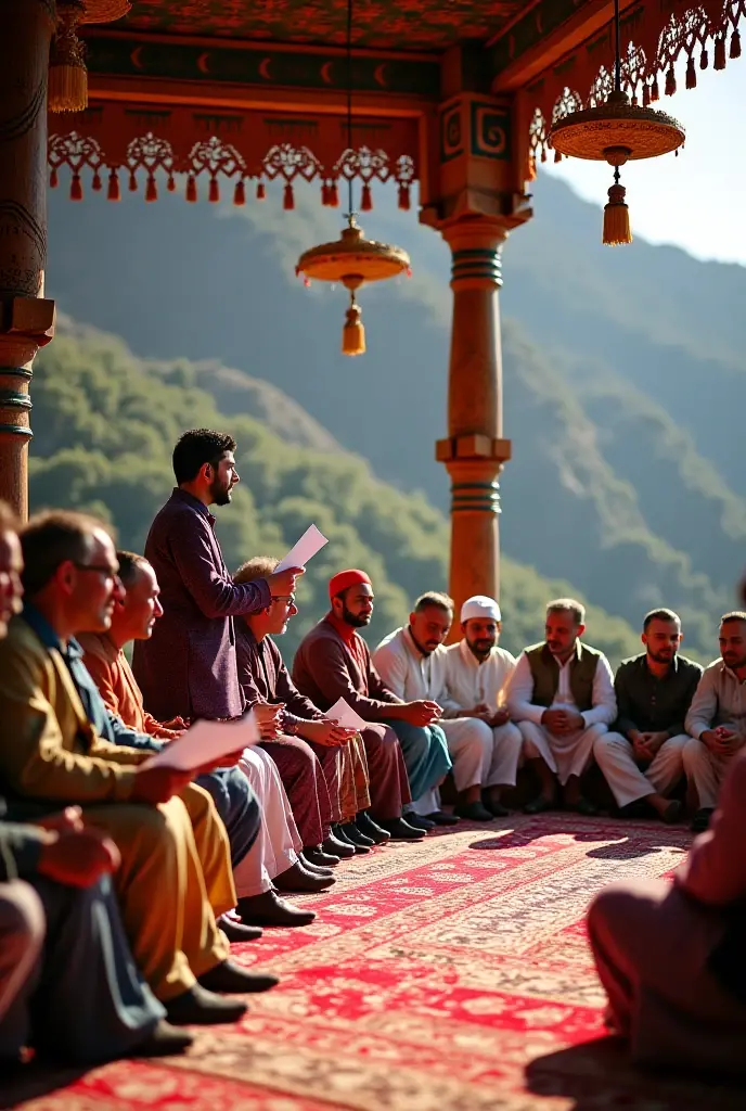 Generate image of 11 octubar when pakhtun nation is gathered for peace