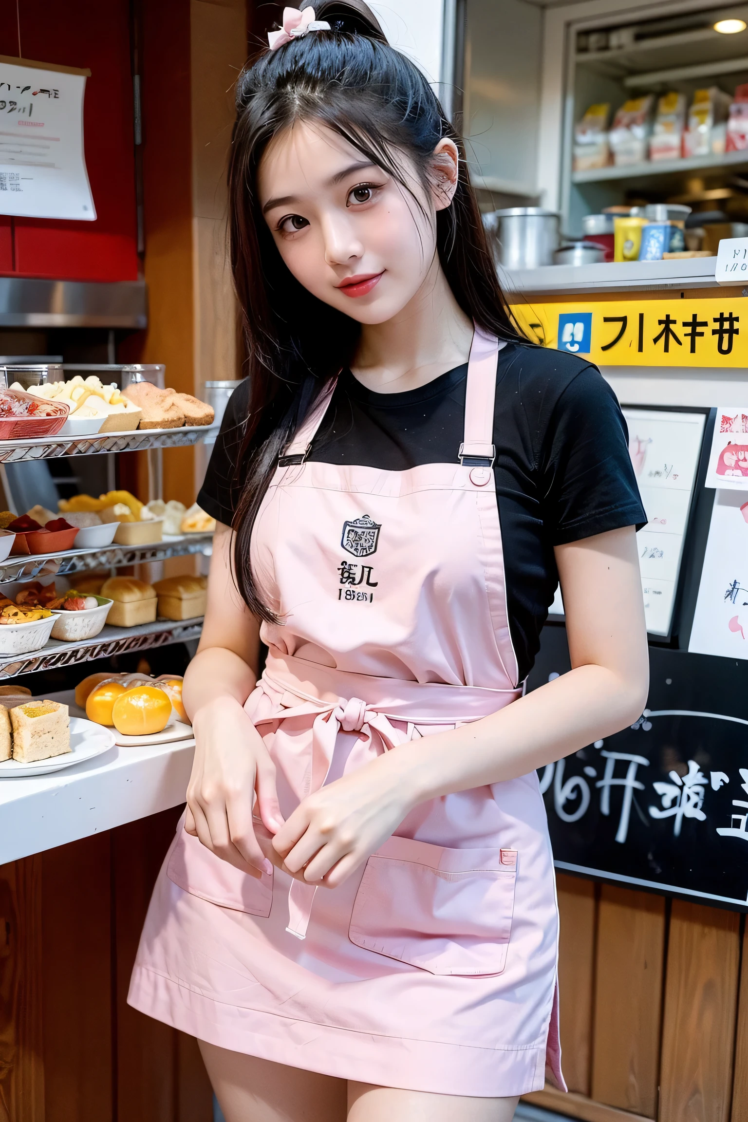 A woman cooking、(kitchin_aprons:1.Wear 3)、nice hand、4K、A high resolution、tmasterpiece、top-quality、wear cap:1.3、((hasselblad photograph))、Fine skin、foco nítido、(lighting like a movie)、Soft lighting、dynamic ungle、[:(详细的脸:1.2):0.2]、Medium chest、Sweat runs down the skin:1.2、(((In the kitchen))) Cute smile　Viewer's perspective　Colossal tits　tying  hair　Sleeveless　Extend your upper arm　Shoulders sticking out　cleanness　big kitchen　Beautiful kitchen　Wine glasses　Expose your ears