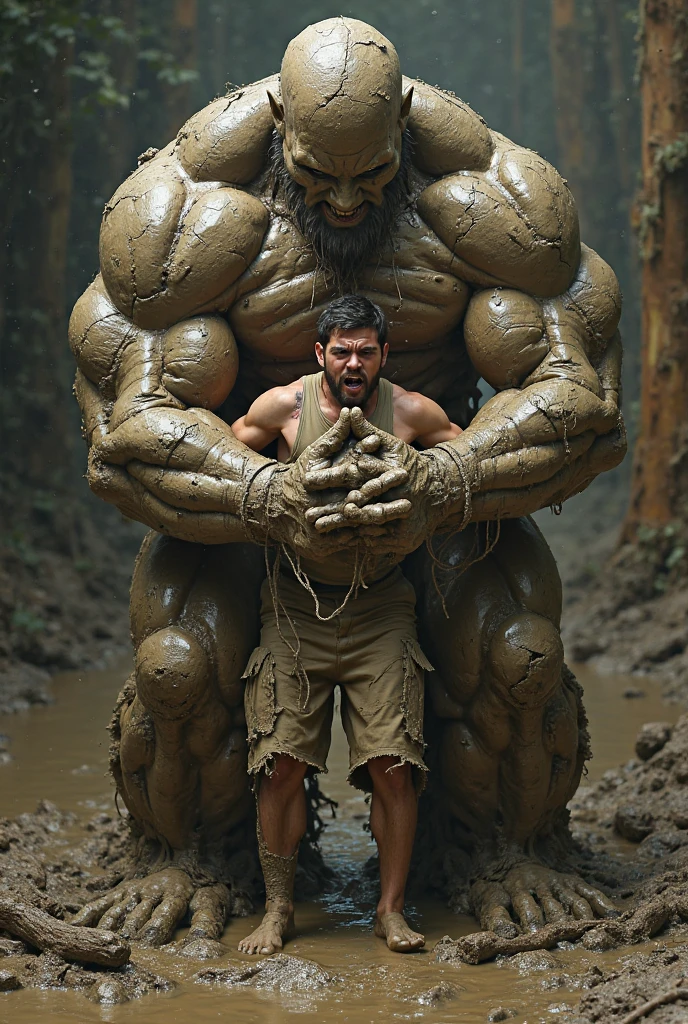 highly detailed, hyper realistic, cinematic, muscular humanoid mutant creatures, heavily armed with large steel arc weapons, swords, lances, hunting massive monstrous creatures, dark gritty sci-fi landscape, dramatic lighting, muted color palette, sharp focus, 8k, photorealistic