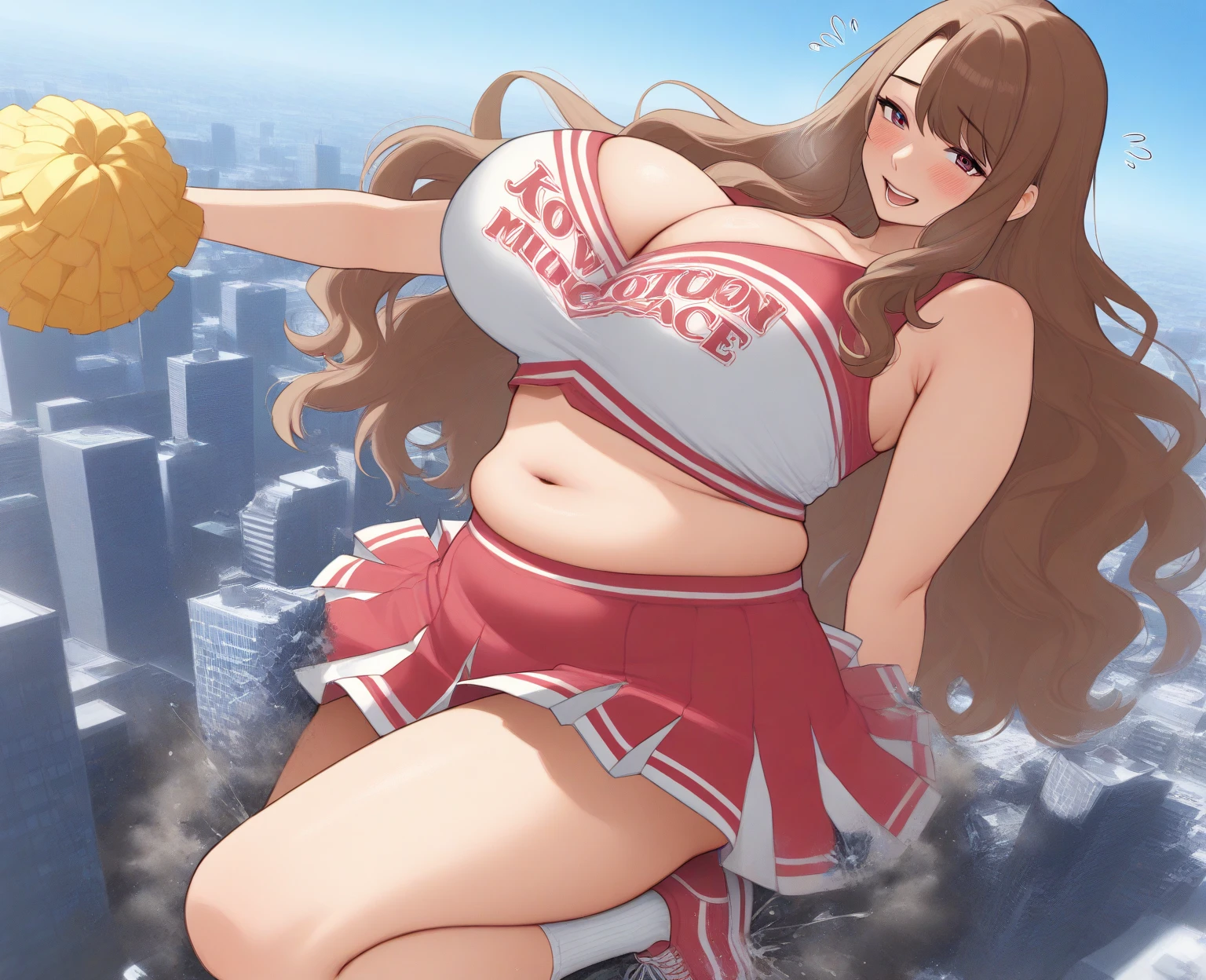 Hentai、High resolution、Focus on people、Extreme costumes、Girls und Panzer、Nishizumi Maho、Gals showing off their sexuality in cheerleading costumes at the stadium、Perfect proportions、Cowboy Shot、Very large breasts、Fatty thick legs、Exposing her thick pussy、Sweaty