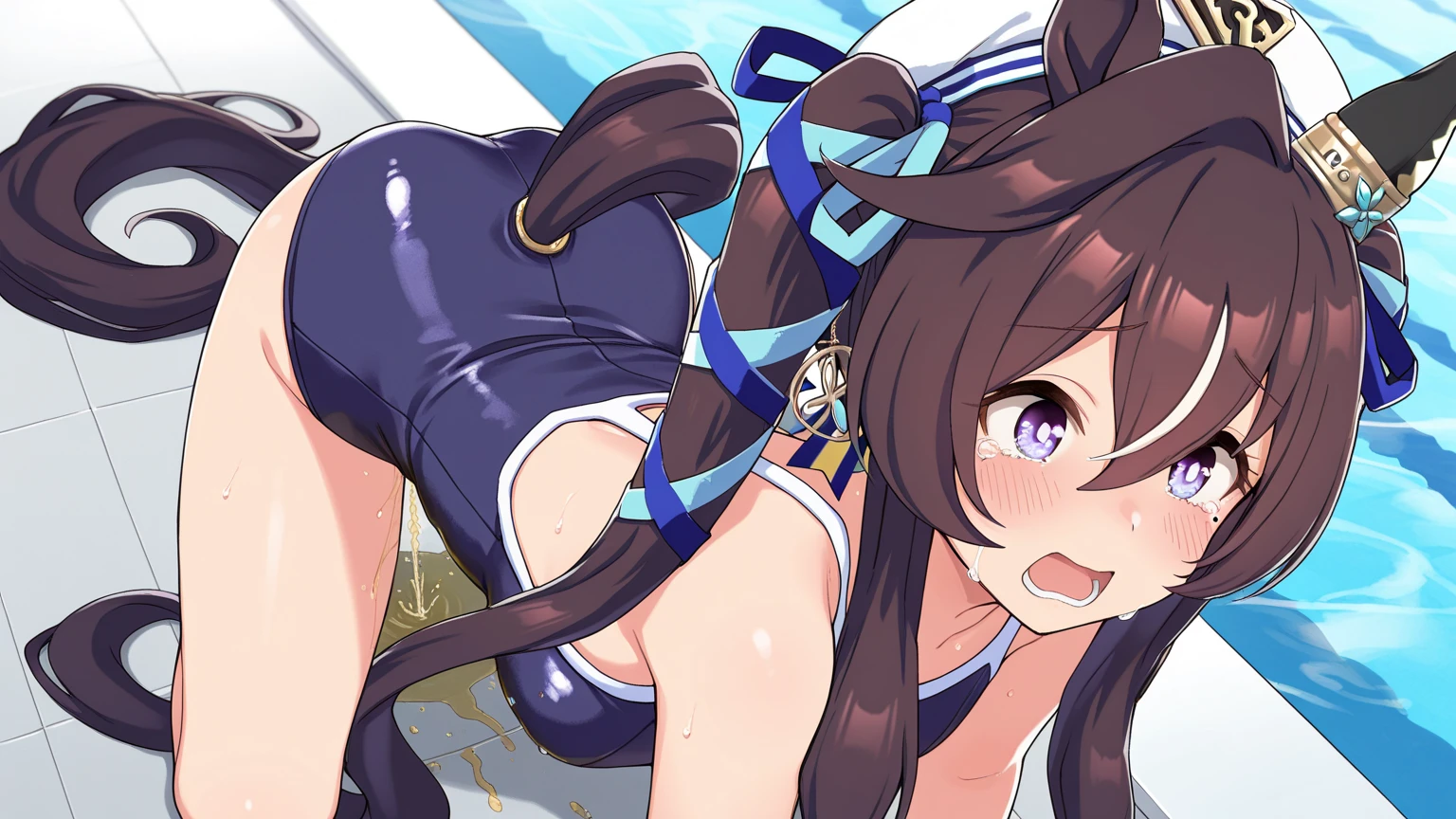 (obra maestra, Mejor calidad:1.2), 1 chica, solo,de pie_dividir, Hestia, pelo largo,full nudity