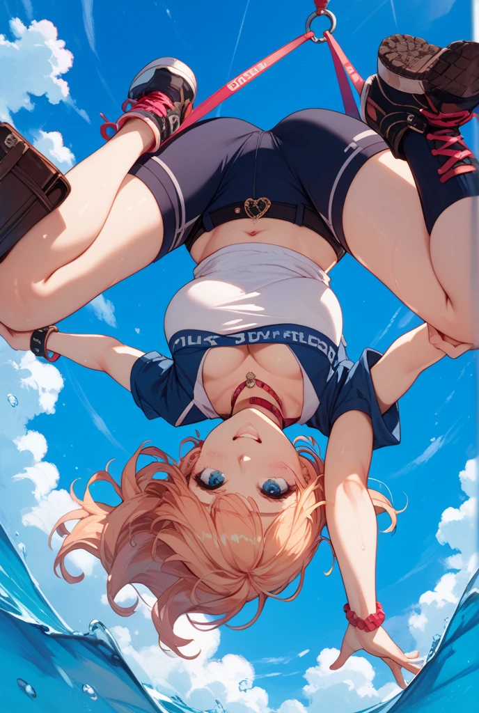 spreads her legs,from below