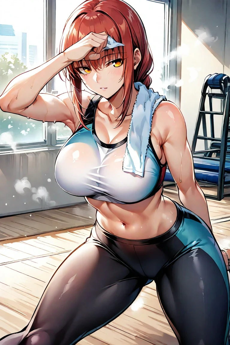 stupid, Gym, fit girl, muscular!!, muscular!, muscular女性, workout, Seductive Anime Women, big breasts, had very large breasts, muscular sweat lara croft, long blonde woman, brown eyed woman, Portrait of a seductive woman, clothing:navy blue sports bra, woman wearing shorts, IG model | ArtGerm, attractive anime woman, sports bra with an navy blue, high school girl, adult sex appeal,