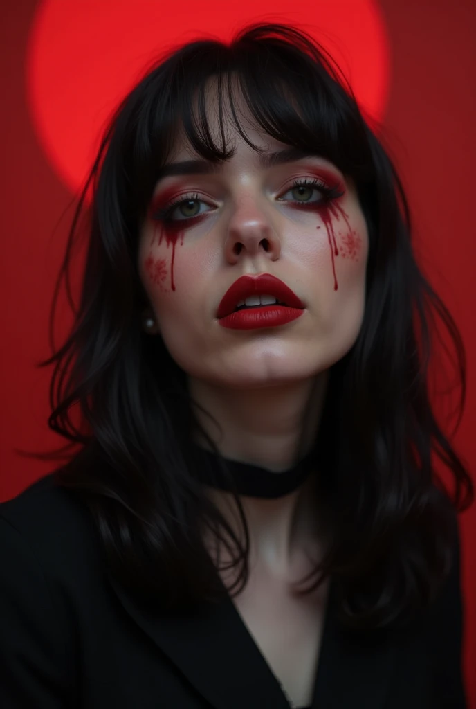 there is a woman with a big dick on her face, his face flushed and sweaty, thick red lips, digital art. @mariomaniacdude, inspired by Hedi Xandt, thick lips, cream dripping on face, give your mouth, crying and reaching with his arm, red lipstick on face, retouched hands, digital art but photo