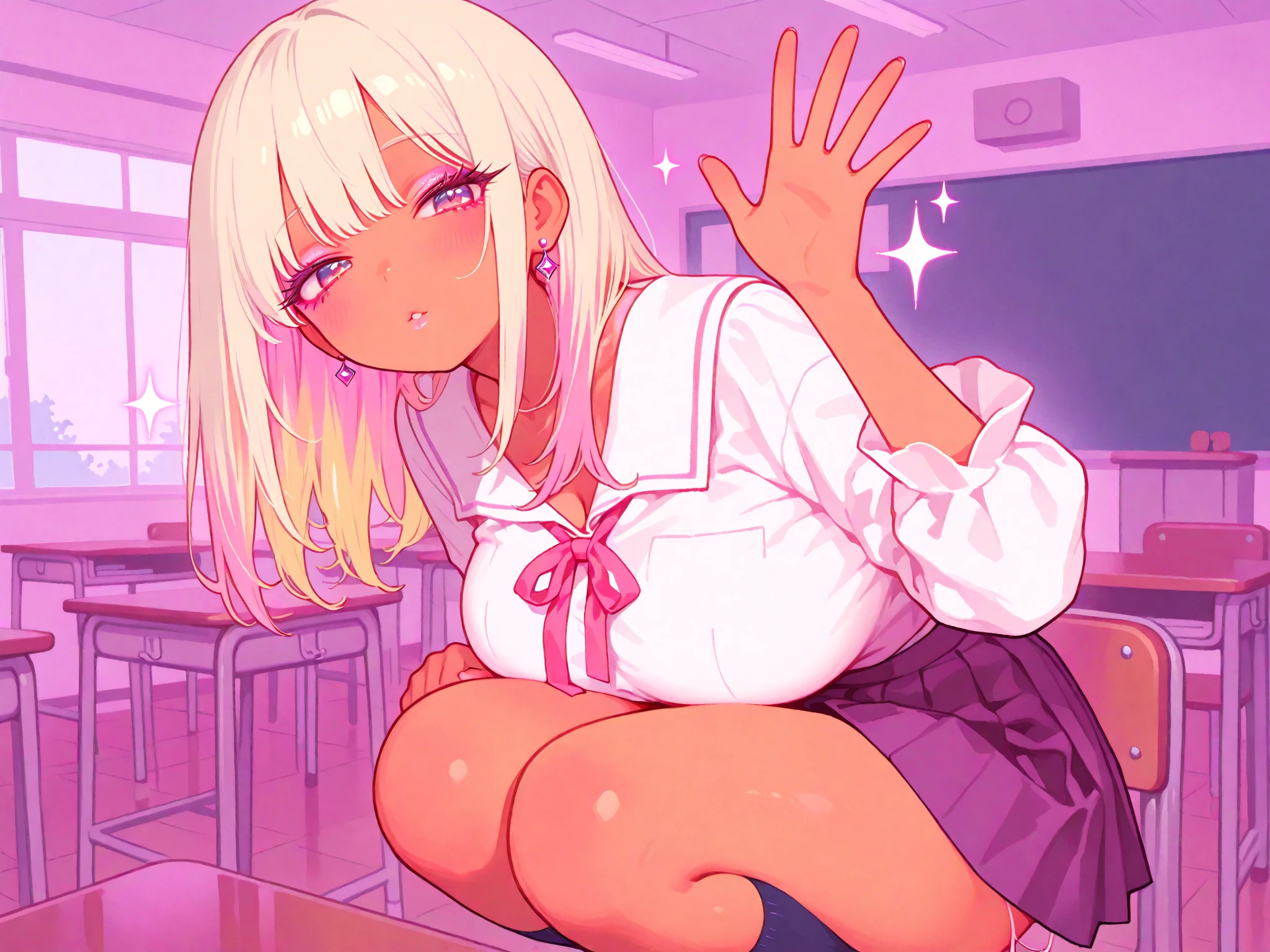 ((sexy girl ,gyaru)) , fantasy , fantasy top, sexy, cute, laying in bed, sex, half covered, skirt, moaning, getting manhandled, lewd