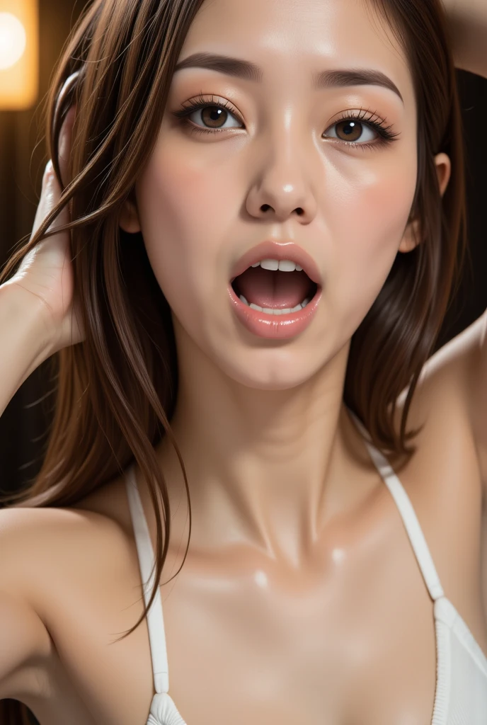 (((anger)))、(Completely naked:1.4)、Angry Eyes、Angry eyebrows、Angry Mouth、Through clenched teeth、Highest quality、In 8K、masterpiece:1.3、Sharp focus:1.2、Woman with perfect figure:1.4、Realistic light rays、20-year-old、
