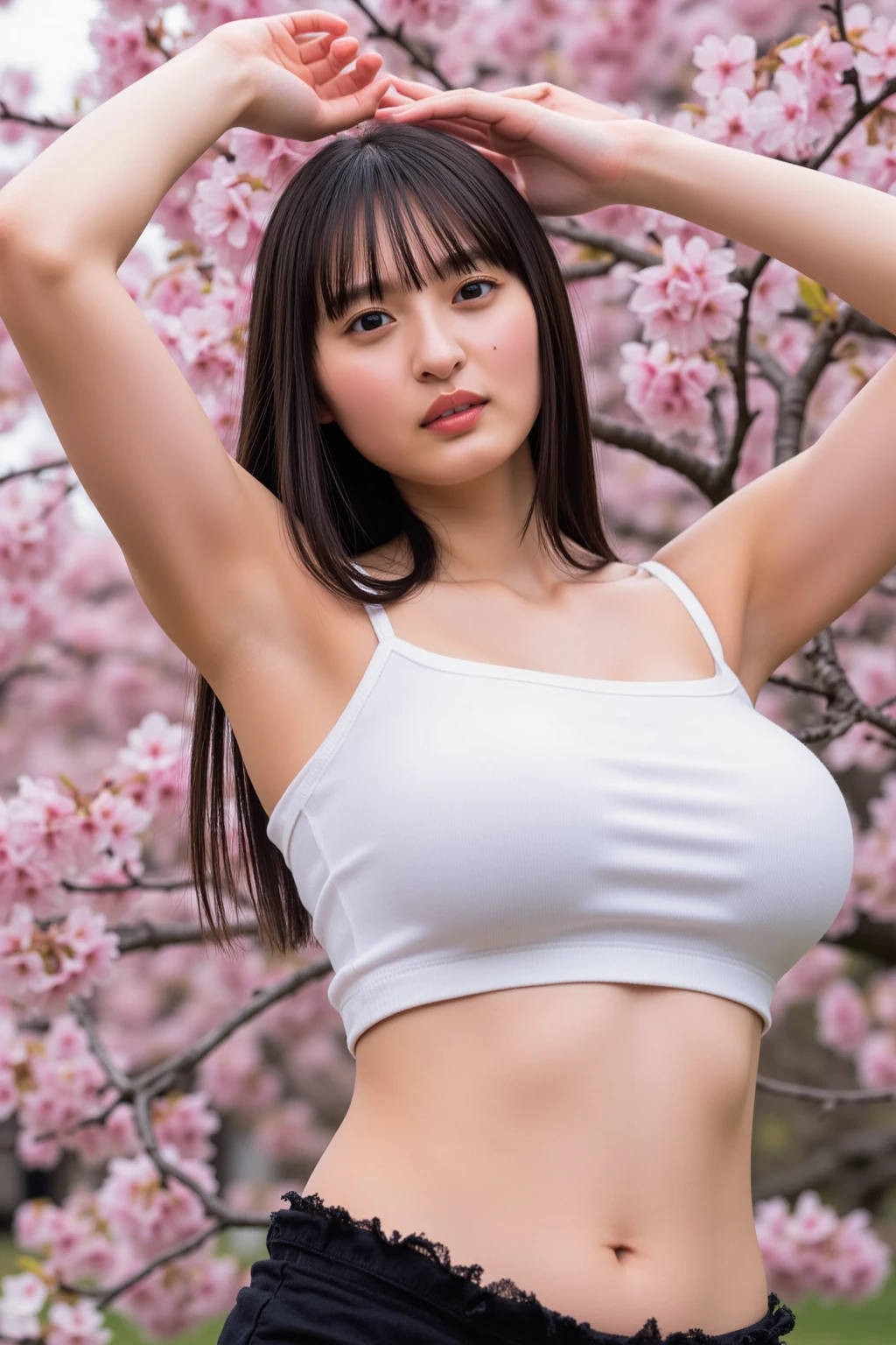 Prompts used: ((Highest quality, 8k, masterpiece: 1.3)),Micro Bikini,Cross halter bikini,Bandeau bikini,,Skirt Style Bikini,Pool,Ocean,Beach, "Cherry Blossom Night, masterpieceが蘇る. A wonderful woman, Has beautiful blue hair and white skin, cute, cuteラテックスボディスーツ, Her whole body is focused、It was in the center. she is tall, Has nice big breasts, Warm smile, Beautiful brown eyes. Her outfit is completed with a vibrant rainbow latex jacket. The scene is surrounded by the delicate pink blossoms of a cherry tree, The soft night breeze of March blows through her hair. Shooting from a little below, Highlighting her graceful figure and the intricate details of her outfit."