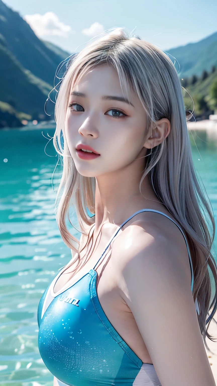 Full body portrait, standing, (colorful fashion ultra-small mini bikini: 1.9), (colorful hair: 1.8), (all colors of the rainbow: 1.8), (vertical: 1.6))), (painting, painting, portrait), cartoon, illustration, painting, large, crystal clear eyes, (rainbow gradient high ponytail: 1.7), exquisite makeup, mouth closed, (small fresh(1.5), (Big: 1.6), long eyelashes, looking at the audience, big watery eyes, (iridescent hair: 1.6), color splash, (solo, :1.8), color splash, color explosion, thick paint style, messy lines, ((sparkling)), (colorful), (colorful), colorful, colorful, chic paint style, (splash) (color splash), vertical painting ,, Paint splash, acrylic pigment, gradient, paint, best quality, best quality, masterpiece, , solo, , depth of field, face paint, colorful clothing, (elegantly: 1.2), gorgeous,long hair, wind, (elegantly: 1.3), (petals: 1.4), (Masterpiece,))))), (Best Quality))), (Ultra detailed))), (Illustration), (Dynamic Angle), ((Floating)), (Paint), (((disheveled hair)), (Solo,), (1 girl), (Detail anima face)))), (Beautiful Detail Face)), Collared, Bare shoulders, White hair, (((Colorful hair)), ((Striped hair)), Beautiful detailed eyes, (Gradient colored eyes), (Colorful eyes)))), ((High Saturation))))) , (((surrounded by colorful splashes))),